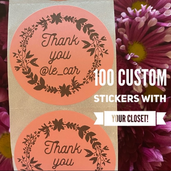 100 CUSTOM THANK YOU STICKERS with your Closet name- Floral Design - Picture 2 of 11
